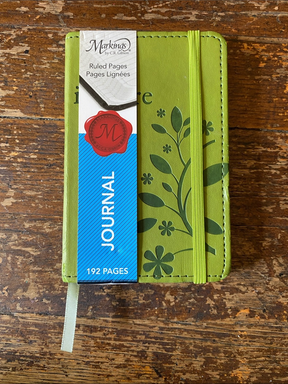 Markings Lime Green mini Floral Journal with Elastic Closure